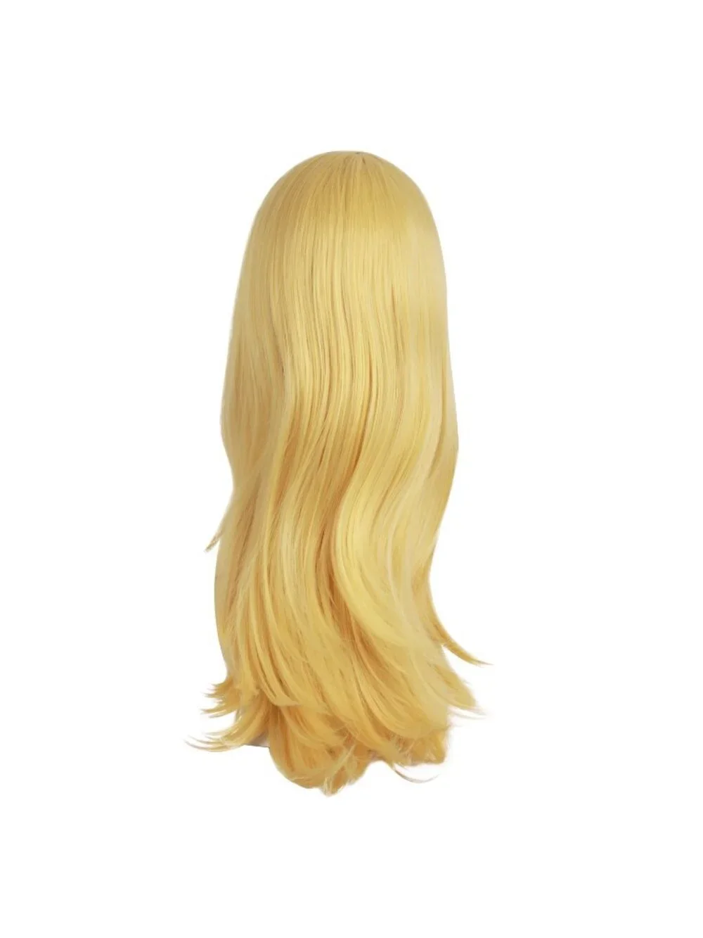 Women Orange Yellow 24 Inch Heat Resistant Long Side Bang Wavy Curly Cosplay Wig